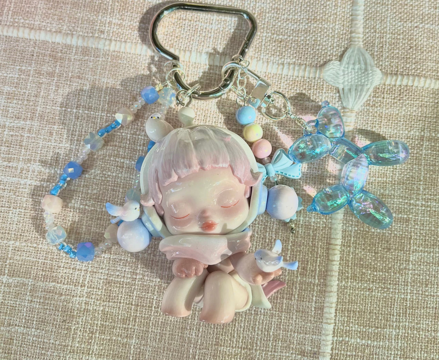 SKULLPANDA Art Toy Bag Charm / Keychain - Handmade - One of a kind