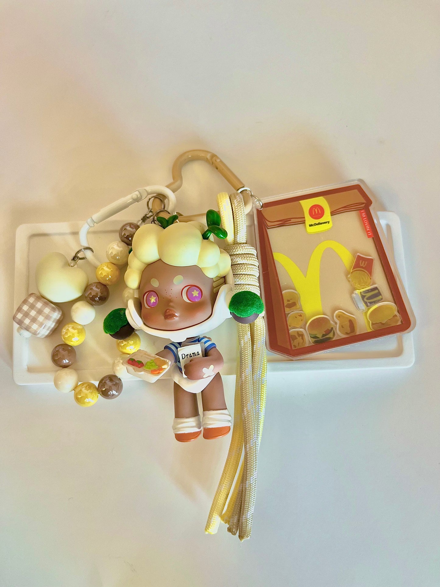 SKULLPANDA Art Toy Bag Charm / Keychain - Handmade - One of a kind