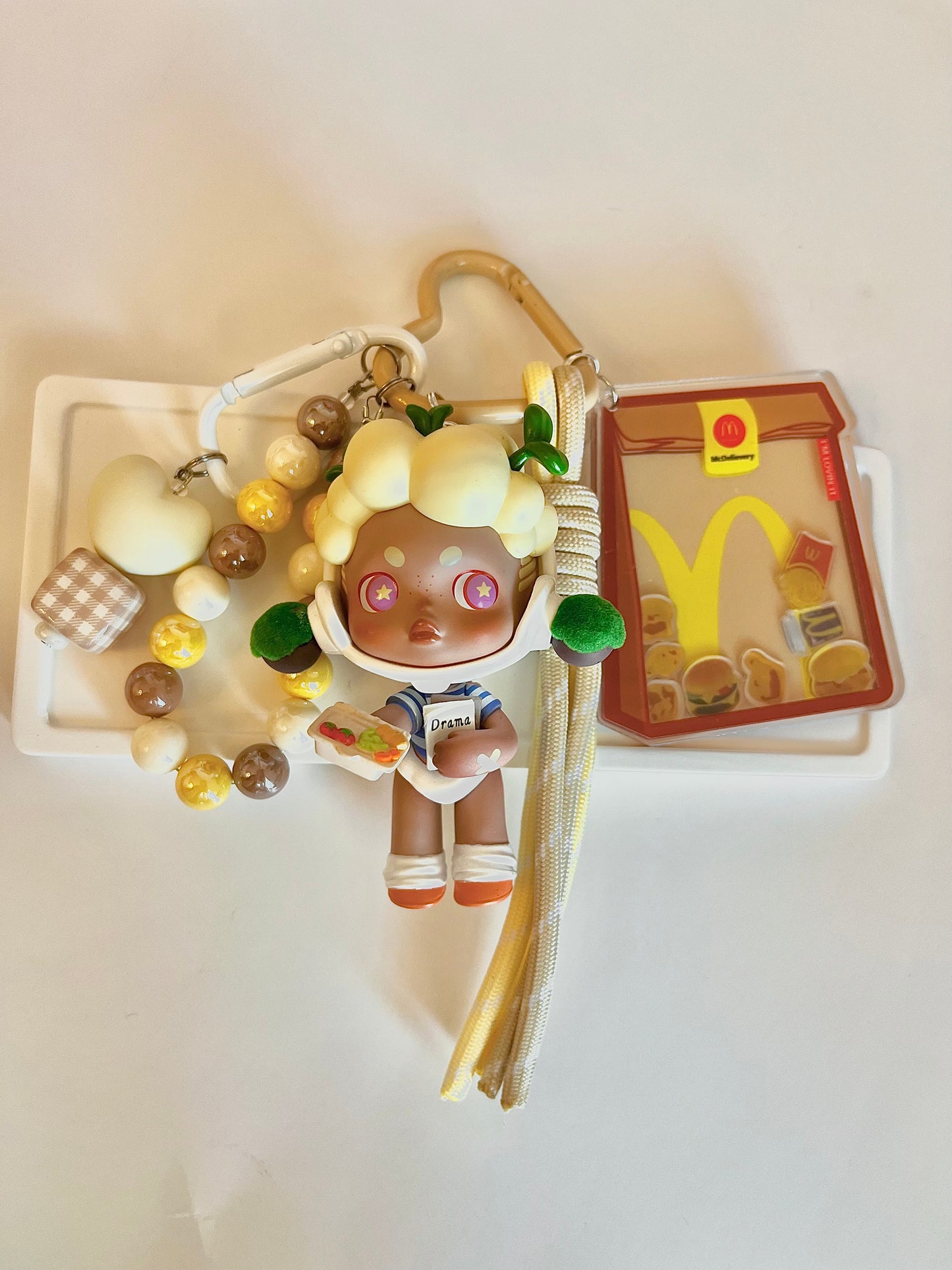 SKULLPANDA Art Toy Bag Charm / Keychain - Handmade - One of a kind