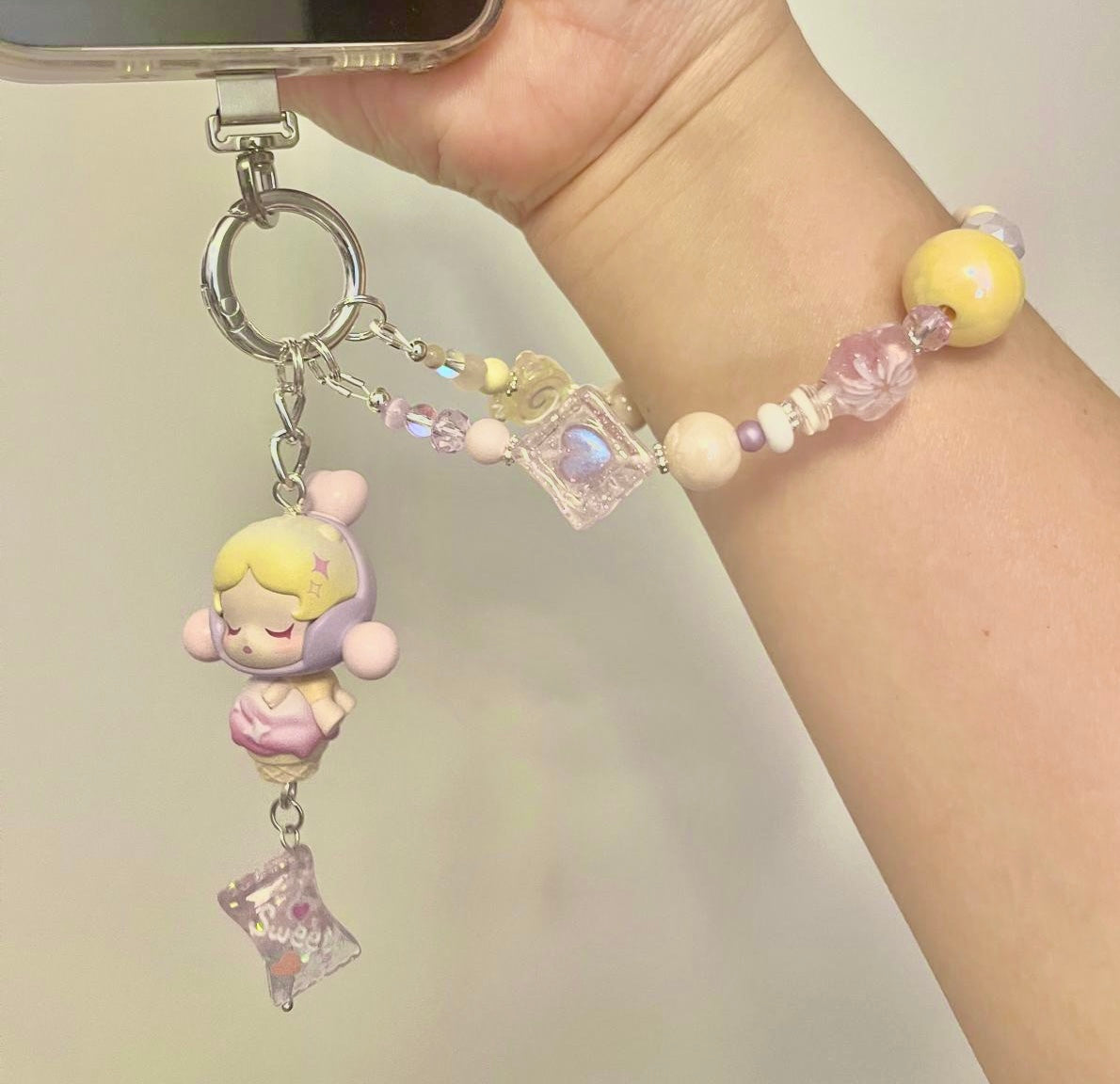 Pop Mart Pop Bean Phone Charm Chain / Keychain - Labubu, Crybaby, Skullpanda, Zsiga, Molly, Dimoo - Handmade