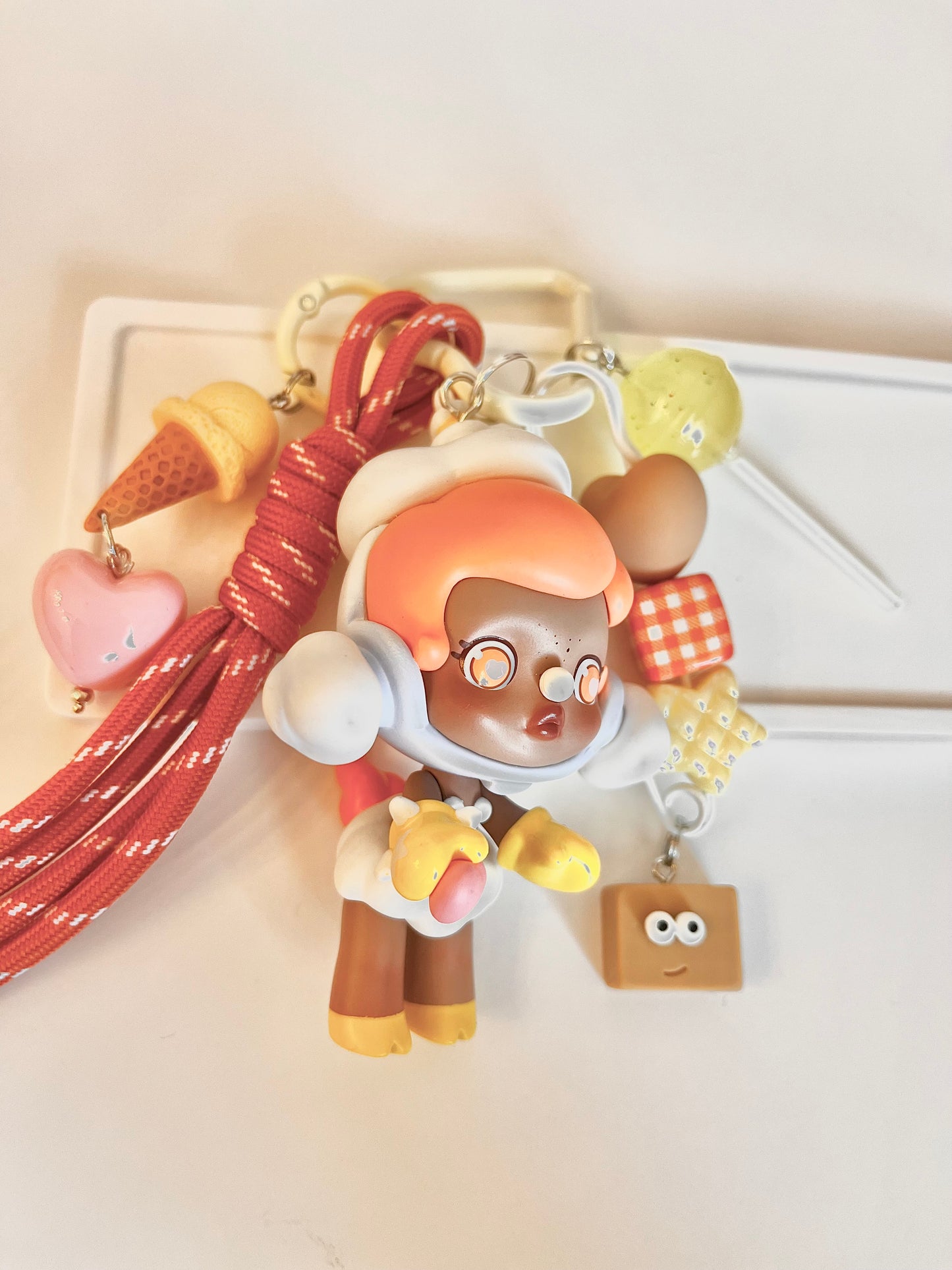 SKULLPANDA Art Toy Bag Charm / Keychain - Handmade - One of a kind