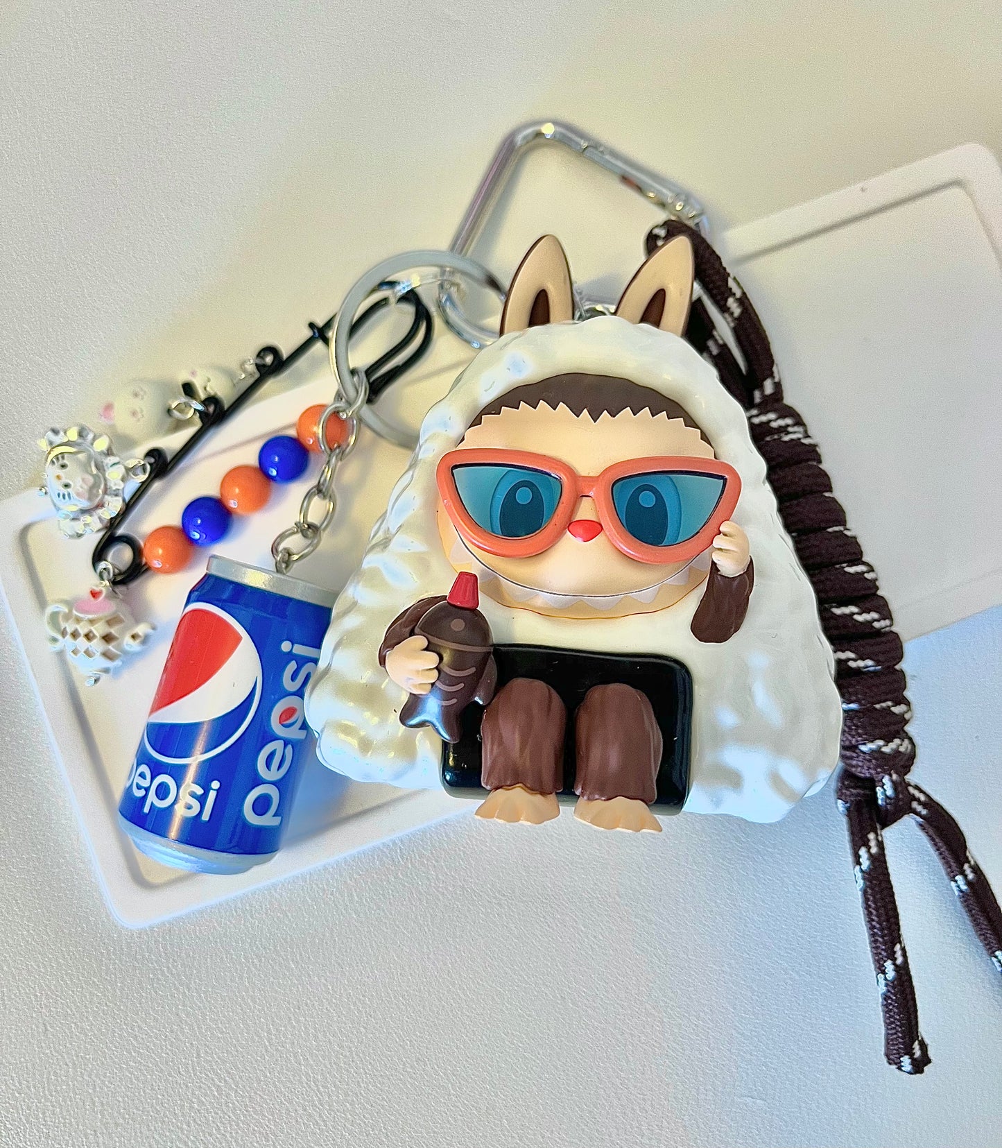 LABUBU Art Toy Bag Charm / Keychain - Handmade - One of a kind