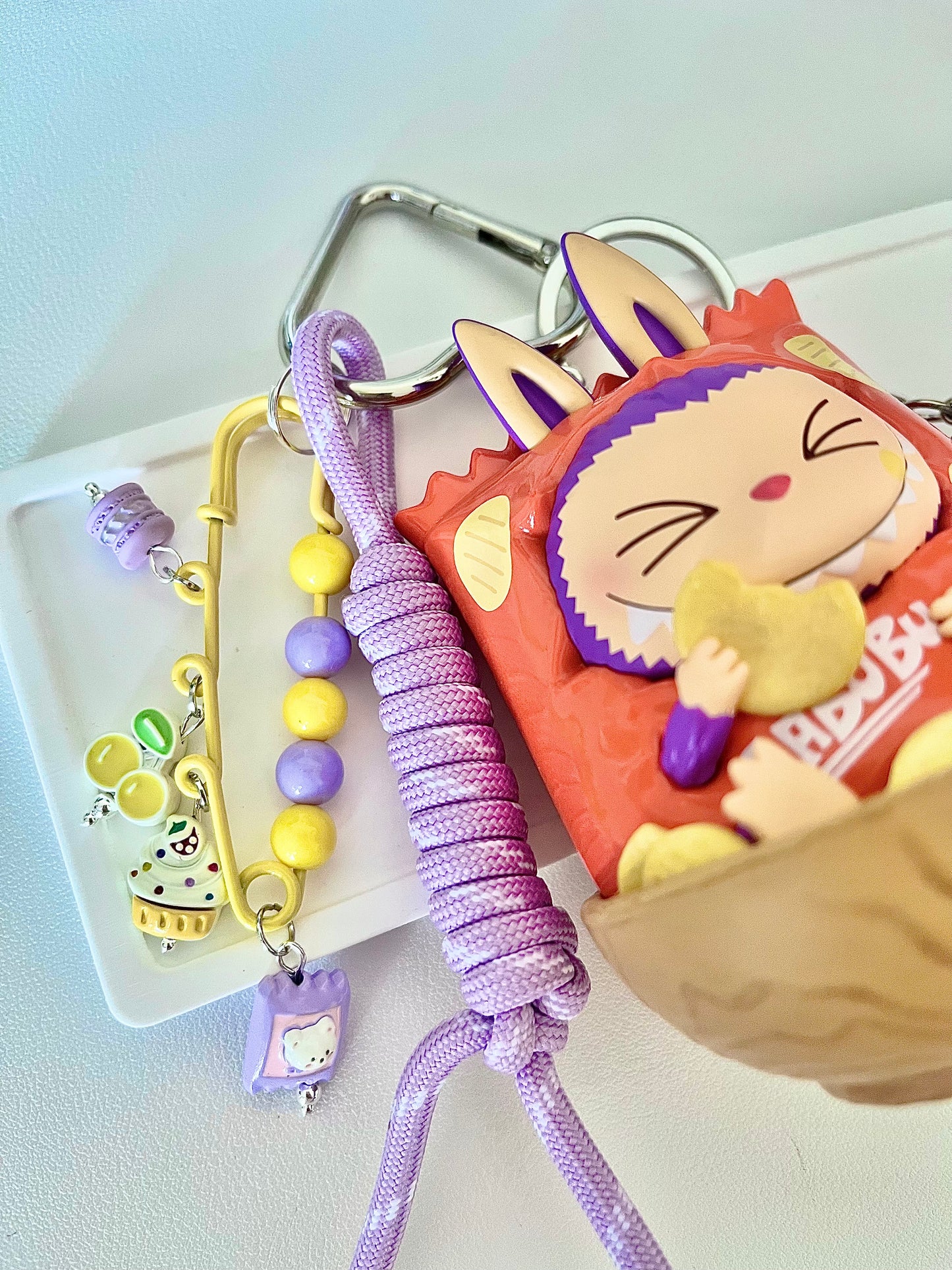 LABUBU Art Toy Bag Charm / Keychain - Handmade - One of a kind